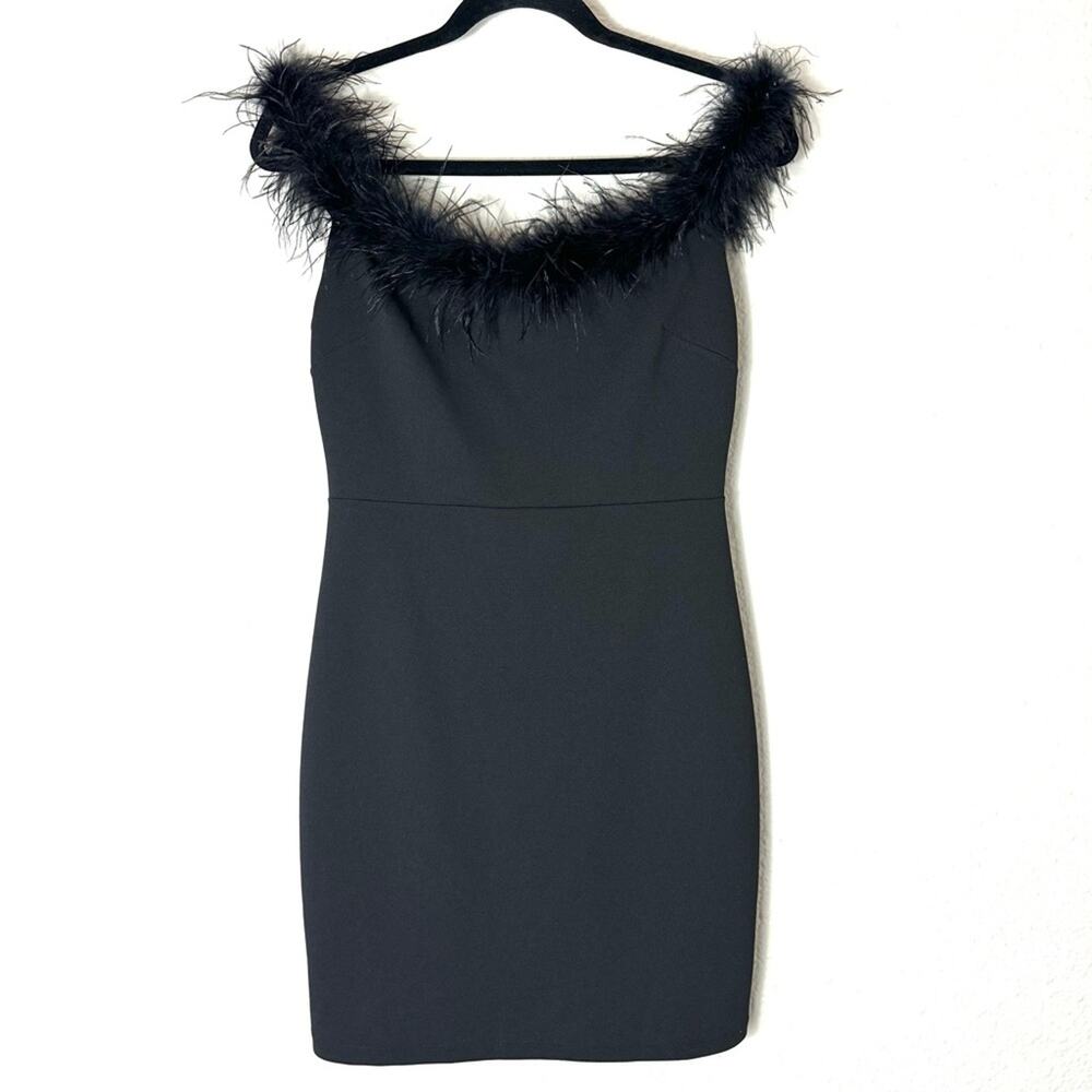Forever 21 Black Feather Mini Dress Size Large